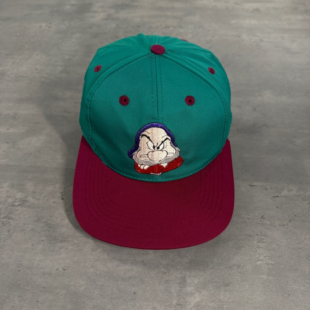 Vintage Disney Snow White Grumpy Dwarf Snapback Hat Kids Youth Blockhead Teal